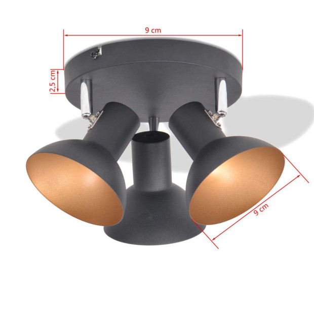Ceiling Lamp For 3 Bulbs E27 Black And Gold Image 6