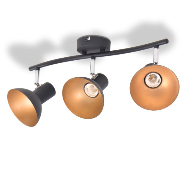 Ceiling Lamp For 3 Bulbs E27 Black And Gold Image 2