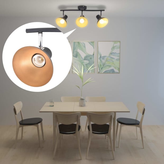 Ceiling Lamp For 3 Bulbs E27 Black And Gold Image 3