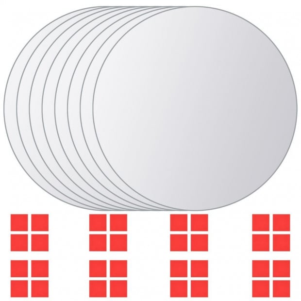 8 Pcs Mirror Titles Round Glass Image 2