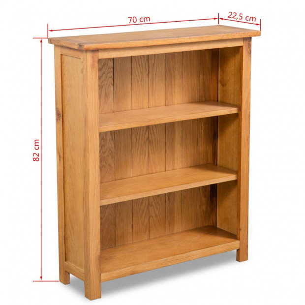 3-tier Bookcase 70x22,5x82 Cm Solid Oak Wood Image 5