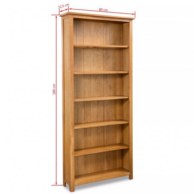 6-tier Bookcase 80x22,5x180 Cm Solid Oak Wood Image 5