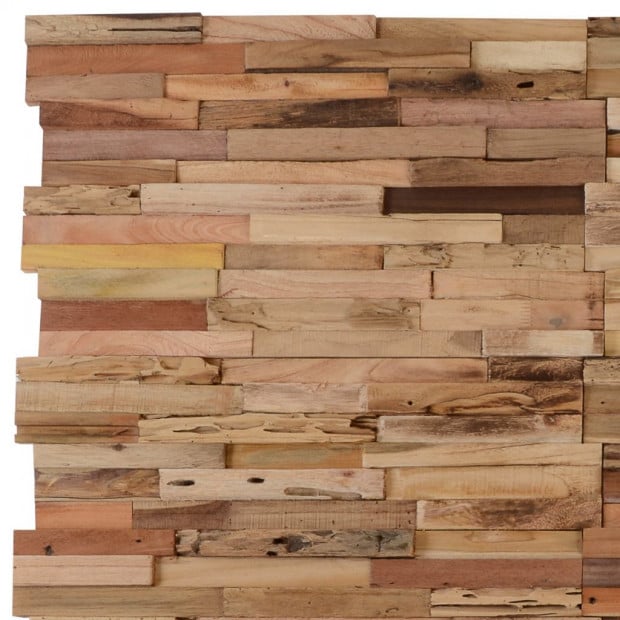 10 Pcs Wall Cladding Panels 1 M² Recycled Teak Image 2
