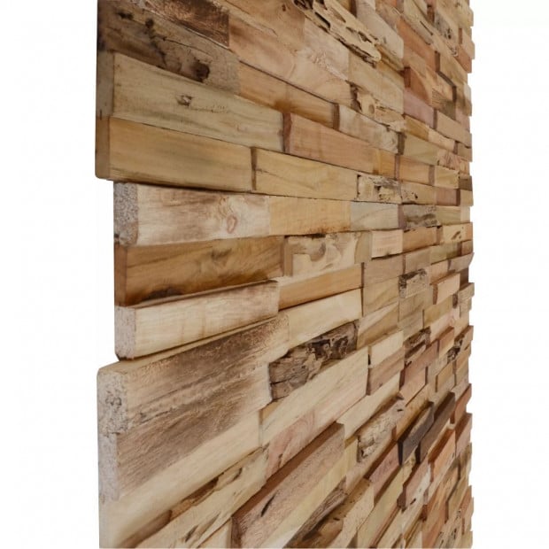 10 Pcs Wall Cladding Panels 1 M² Recycled Teak Image 3