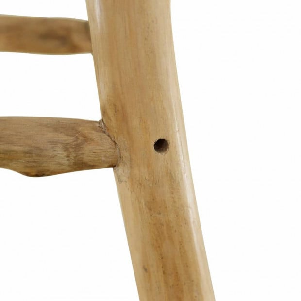 Bar Stool Real Leather Teak Round Image 7