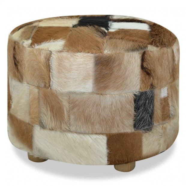 Pouffe Genuine Leather Round 50x50x45 Cm Multicolour Image 3