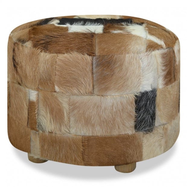 Pouffe Genuine Leather Round 50x50x45 Cm Multicolour Image 5