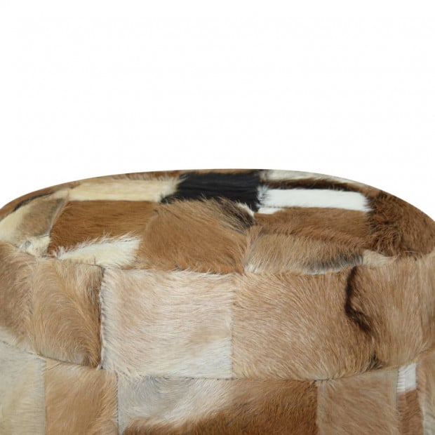 Pouffe Genuine Leather Round 50x50x45 Cm Multicolour Image 6