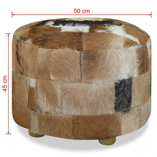 Pouffe Genuine Leather Round 50x50x45 Cm Multicolour Image 7