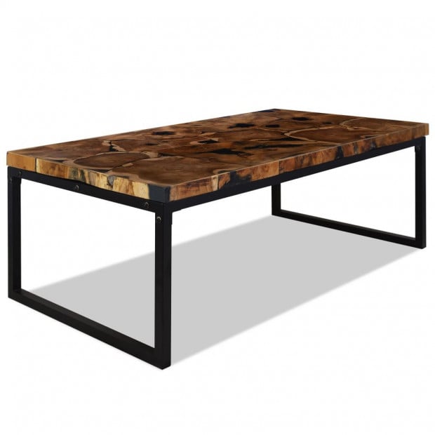 Coffee Table Teak Resin 110x60x40 Cm Black And Brown Image 2