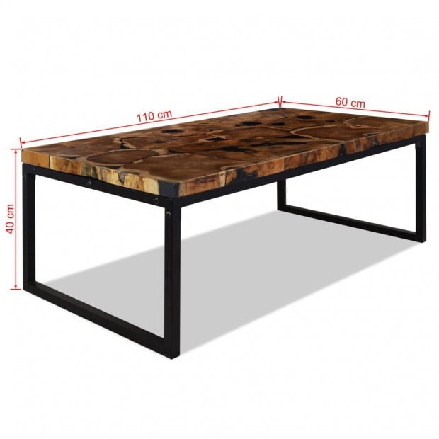 Coffee Table Teak Resin 110x60x40 Cm Black And Brown Image 11