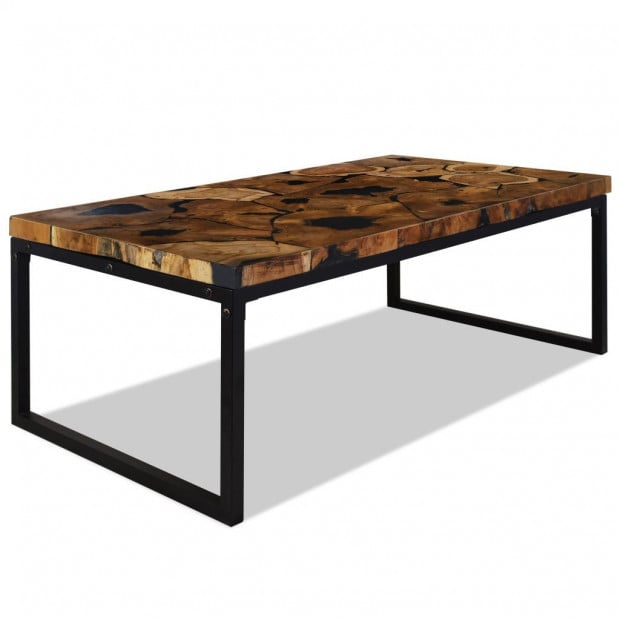 Coffee Table Teak Resin 110x60x40 Cm Black And Brown Image 5