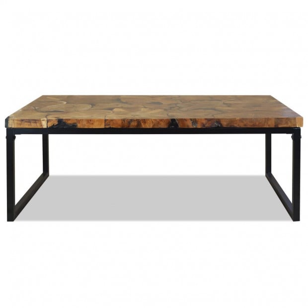 Coffee Table Teak Resin 110x60x40 Cm Black And Brown Image 6