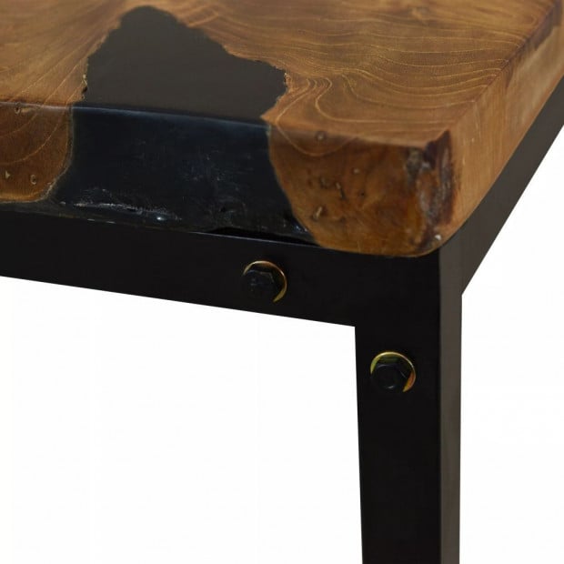 Coffee Table Teak Resin 110x60x40 Cm Black And Brown Image 8