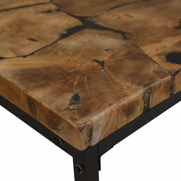 Coffee Table Teak Resin 110x60x40 Cm Black And Brown Image 9