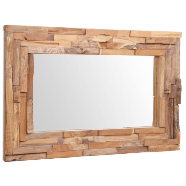 Decorative Mirror Teak 90x60 Cm Rectangular Image 3