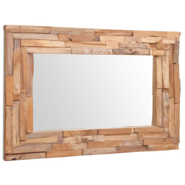 Decorative Mirror Teak 90x60 Cm Rectangular Image 5