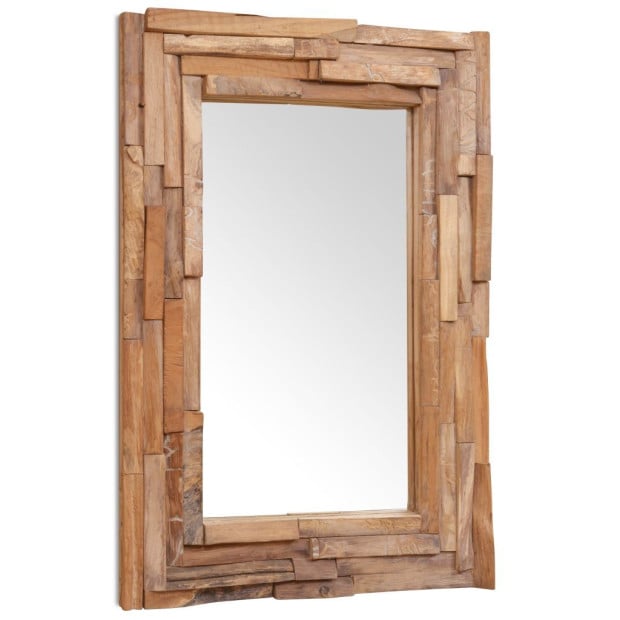 Decorative Mirror Teak 90x60 Cm Rectangular Image 6