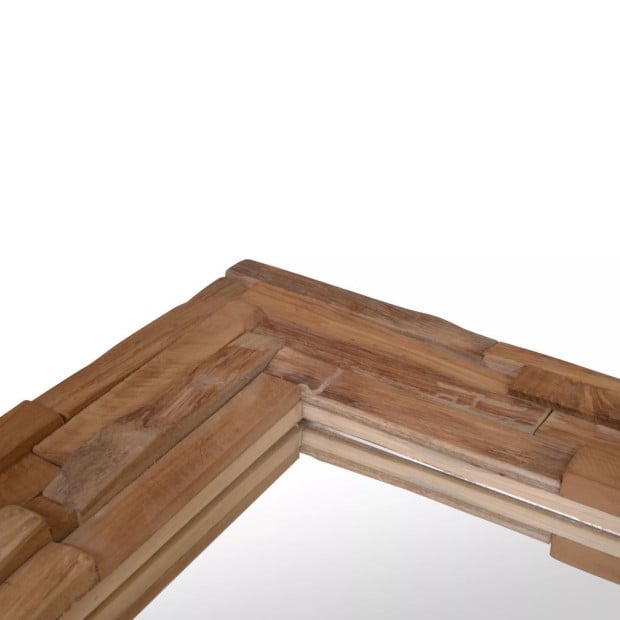Decorative Mirror Teak 90x60 Cm Rectangular Image 9
