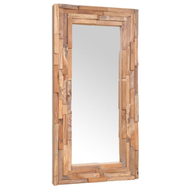Decorative Mirror Teak 120x60 Cm Rectangular Image 6