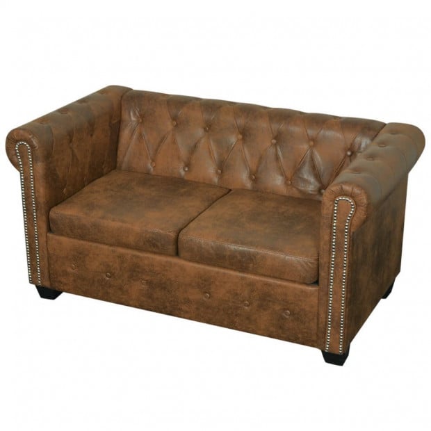 Chesterfield 2-seater And 3-seater Sofa Set Brown Image 6