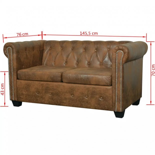 Chesterfield 2-seater And 3-seater Sofa Set Brown Image 9