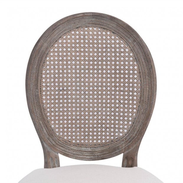 Dining Chairs 6 Pcs Cream Fabric with Rattan Back Image 5