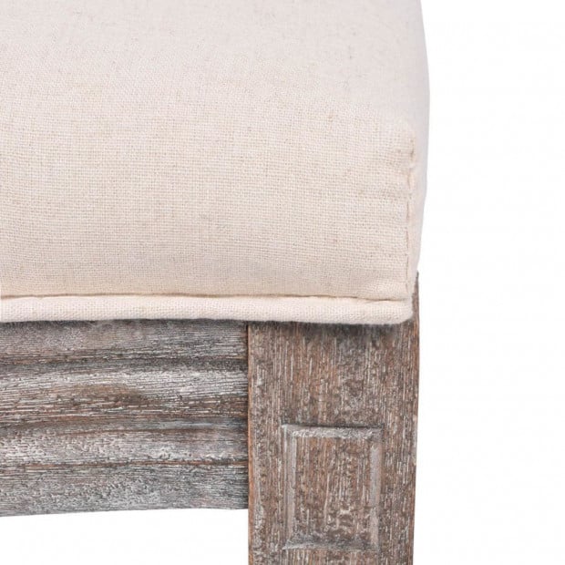 Dining Chairs 6 Pcs Cream Fabric with Rattan Back Image 6