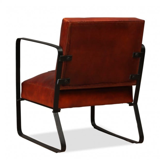 Lounge Chair Genuine Leather Brown Image 4