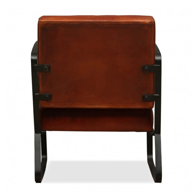Lounge Chair Genuine Leather Brown Image 5