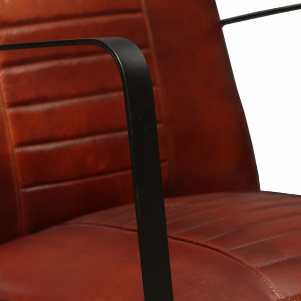 Lounge Chair Genuine Leather Brown Image 6