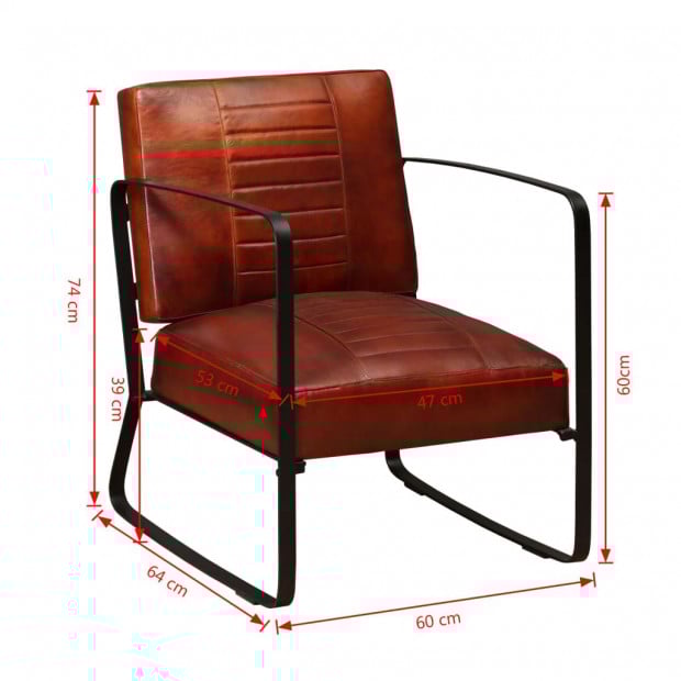 Lounge Chair Genuine Leather Brown Image 7