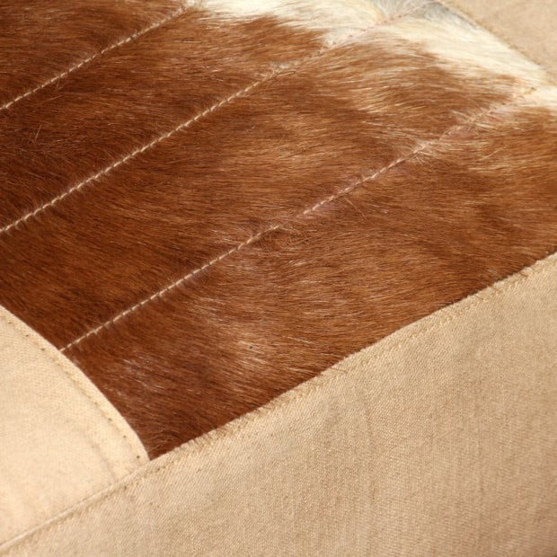 Lounge Chair Cream Genuine Goatskin And Canvas Image 2