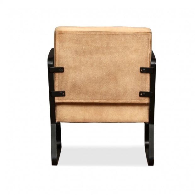 Lounge Chair Cream Genuine Goatskin And Canvas Image 8