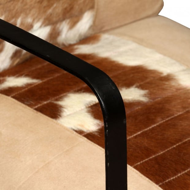 Lounge Chair Cream Genuine Goatskin And Canvas Image 9