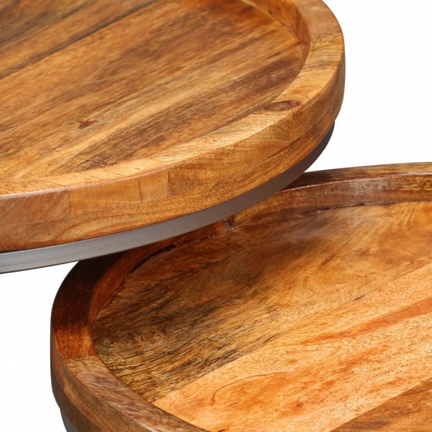 Side Table Set 2 Pieces Solid Mango Wood Image 7
