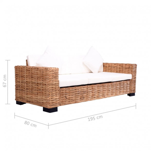 3-seater Sofa Natural Rattan Image 5