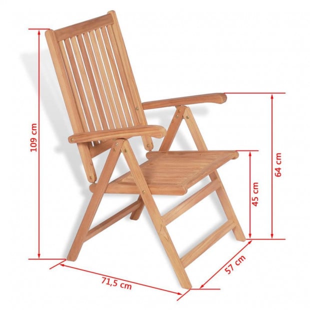 Reclining Garden Chairs 2 Pcs Solid Teak Wood Image 8