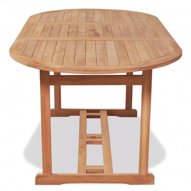 7 Piece Outdoor Dining Set With Folding Chairs Solid Teak Wood Image 4