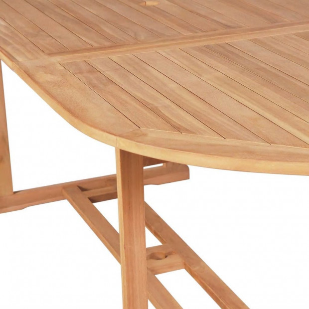 7 Piece Outdoor Dining Set With Folding Chairs Solid Teak Wood Image 5