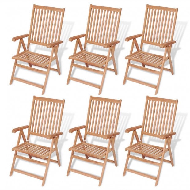 7 Piece Outdoor Dining Set With Folding Chairs Solid Teak Wood Image 7