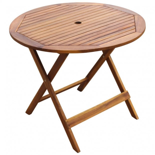 5 Piece Folding Outdoor Dining Set Solid Acacia Wood Image 2
