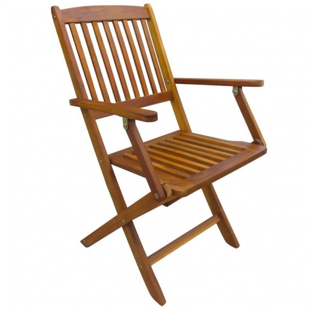 5 Piece Folding Outdoor Dining Set Solid Acacia Wood Image 5
