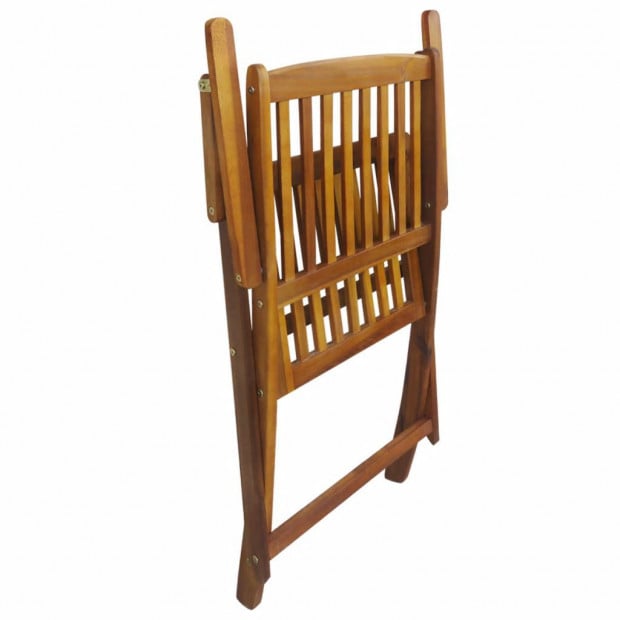 5 Piece Folding Outdoor Dining Set Solid Acacia Wood Image 8