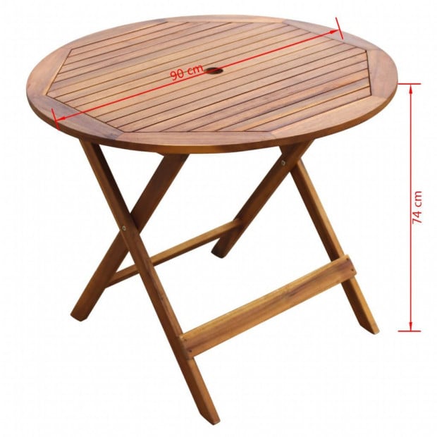 5 Piece Folding Outdoor Dining Set Solid Acacia Wood Image 9
