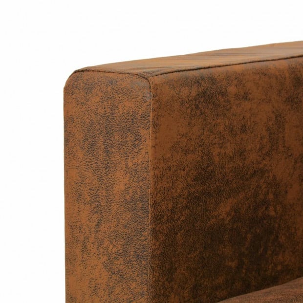 Armchair Brown Faux Suede Leather Image 4