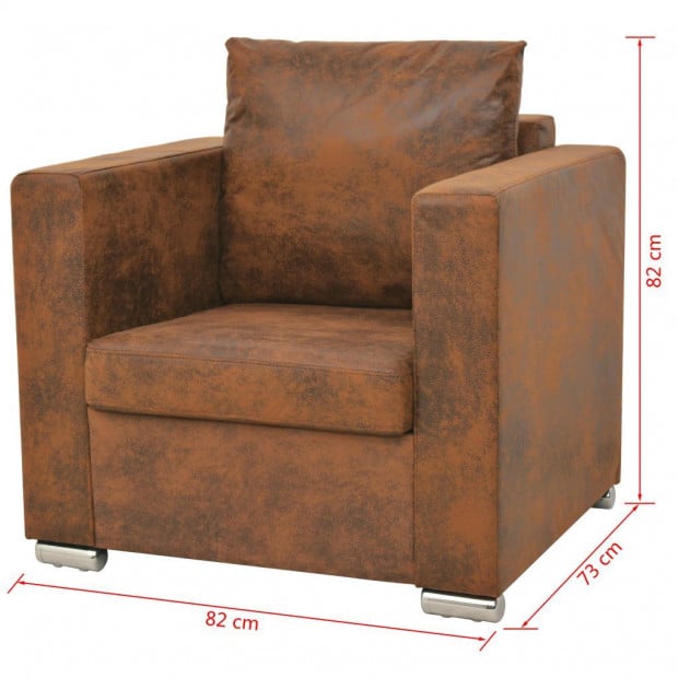 Armchair Brown Faux Suede Leather Image 5