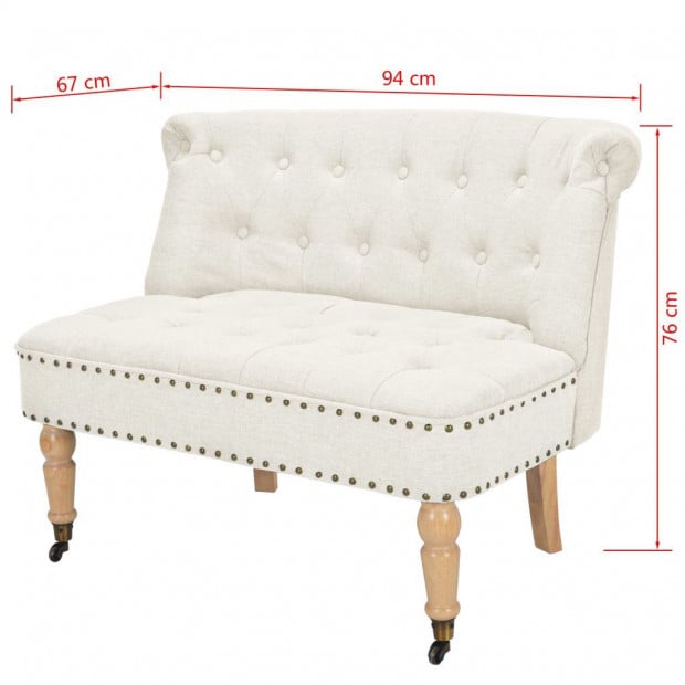 Loveseat Fabric 94x67x76 Cm White Image 5