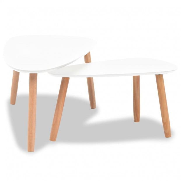 Coffee Table Set 2 Pieces Solid Pinewood White Image 4