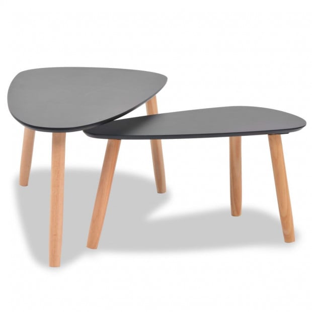 Coffee Table Set 2 Pieces Solid Pinewood Black Image 4